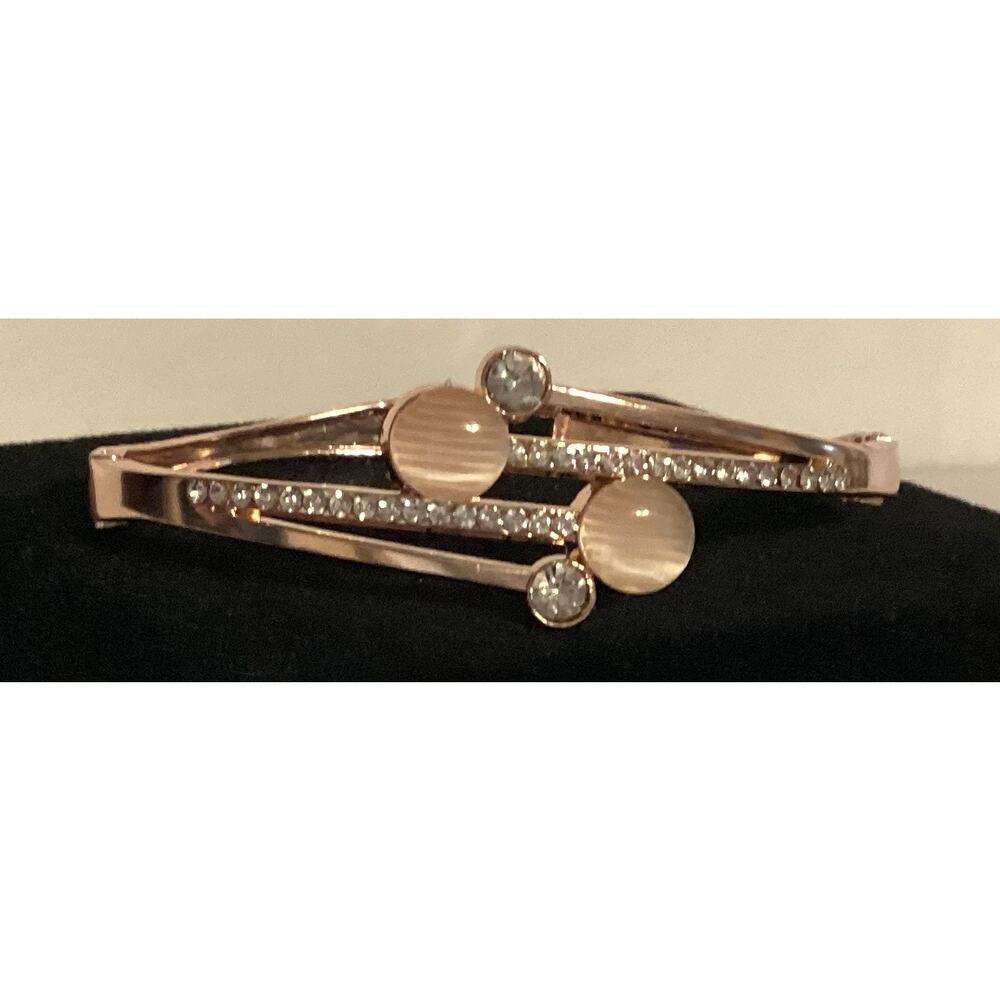 2750 NWOT Rose Gold Bracelet Bangle With Pink Beads and Cubic Zirconia Crystals